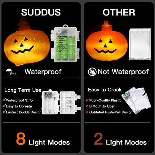 סודוס 20 אורות ליל כל הקדושים LED מופעל על סוללות, 9.8 רגל אורות מיתר דלעת ליל כל הקדושים עם 8 מצבים, קישוטים
