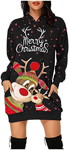 בעלי החיים שמלת הסווטשרט בסוודרים ארוך נשים סתיו לבוש הרשמי חג המולד נשים של בעלי החיים מודפס סווטשירט תיק ירך ארוך