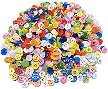 1000 יחידות כפתורים, גדלים שונים כפתורים עגולים לתפירה עשה זאת בעצמך, ציור כפתורים ידני לילדים, צבעים מעורבים