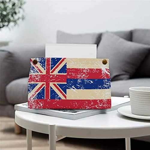 מכסה קופסת הרקמות של דגל הוואי מכסה עור רקמות עור מחזיק רקמות מלבניות מארגן נייר מארז