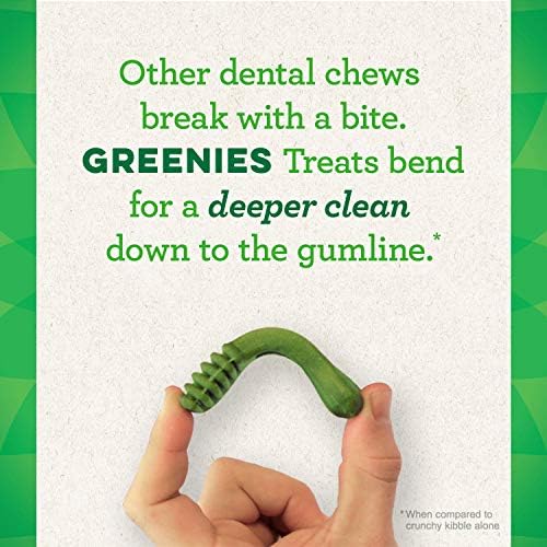 ירוקים רגילים לטיפול שיניים כלב טבעי לועס פינוקים לבריאות הפה, טעם תבליני דלעת, 12 גרם.