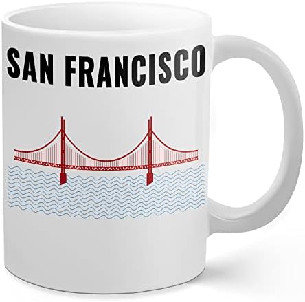 פאלם סיטי מוצרים סן פרנסיסקו-11 עוז קרמיקה קפה ספל עם זהב שער גשר / מתנה גדולה עבור סן פרנציסקנים