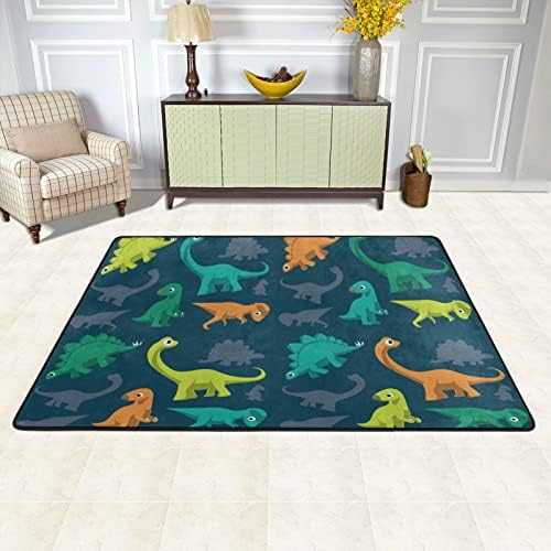 שטיח שטיח גדול של שטיחים מצוירים בצבע דינוזאורים משתלת שטיח פליימאט לילדים משחק חדר שינה חדר חדר שינה 4 'x 6',