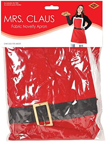 מיסל פוליאסטר בד חידוש גברת קלאוס סינר עבור חג המולד עונת חג אפייה, אחת גודל, אדום / לבן/שחור