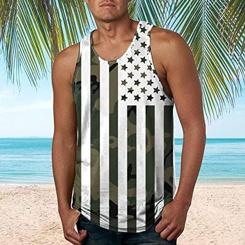 חולצות פטריוטיות רטרו לגברים o גברים צוואר קיץ מזדמן חוף חוף ללא שרוולים מודפסים ללא שרוולים גופיות חולצות דגל