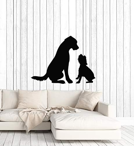 דבקות דשנון קיר ויניל תפאורה שני כלבים חיות מחמד בעלי חיים ילדים ילדים מדבקות קיר עיצוב גדול שחור