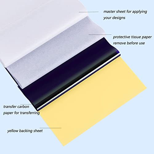 נייר העברה - יוגוי 25 גיליונות סטנסיל העברת נייר קעקוע קעקוע נייר סטנסיל תרמי 8 1/2 x 11 נייר מעקב אחר קעקוע לנייר קעקוע