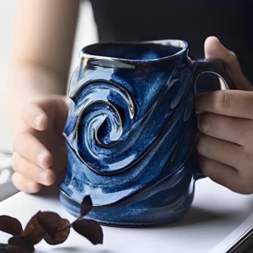 ספל קפה קרמי בעל קיבולת גדולה בצורת פנים מובלטת 17 עוז-כוס תה ייחודית בעבודת יד למשרד ולבית-בטוח למיקרוגל ומדיח