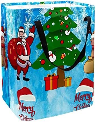 חג שמח סנטה כובע מתנות הדפסת סל כביסה מתקפל, 60 ליטר עמיד למים סלי כביסה סל כביסה צעצועי אחסון לחדר שינה בחדר האמבטיה במעונות