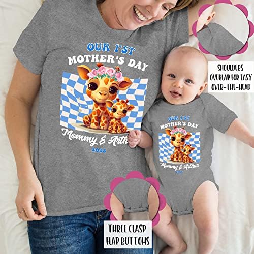 סט תואם של יום האם המותאמים אישית לאמא ולינוק - 7 סט ו -9 עיצוב - חולצת טשטורה של אמא מותאמת אישית ומתנות
