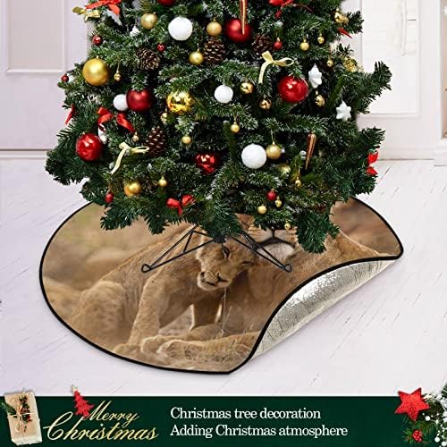 LIONESSE ו- CUB מחצלת עץ חג המולד מחצלת עץ אטום למים מחצלת עץ סופגת עץ מעמד מחצלת מגש להגנה על הרצפה אספקת בית חג המולד,