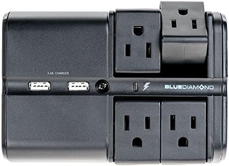 Bluediamond להגן על Flex Plus - מגן מתח ותחנת טעינה USB - 4 שקעים - 2 יציאות USB - עד 1080 ג'ולס
