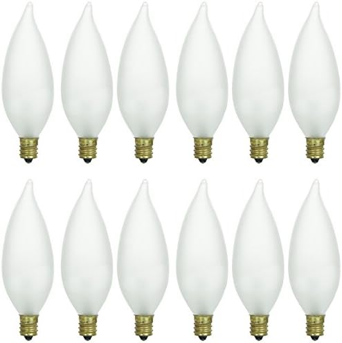סאנלייט 40007 ליבון פטיט להבת טיפ נברשת אור הנורה, 10 ואט, 55 לומן, מנורת בסיס, ניתן לעמעום, עבור נברשות, מנורות, גופי,