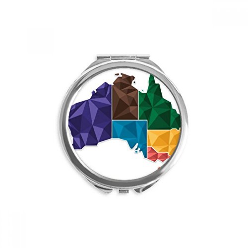 אוסטרליה מפת טריטוריה ומדינה צבעוני איור יד קומפקטי מראה עגול נייד כיס זכוכית
