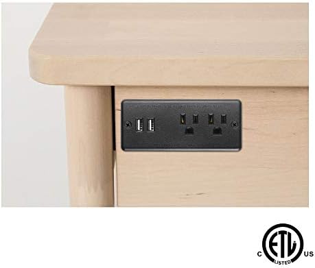 תקע רצועת חשמל שקוע, שקע שולחן עם USB, ועידה רשומה של ETL שקוע שקע חשמל שקוע עם 2 תקעים AC, 2 יציאות USB מתחברות