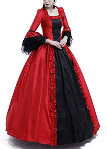 נשים שחור גותי תחרה שמלת רנסנס מימי הביניים תלבושות שמלת ליל כל הקדושים תחרה עד מעל רצפת אורך ארוך שמלות