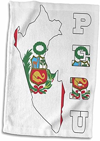 דגל פרואני תלת מימדי במפת מתאר ומכתבים של מגבת Peru TWL_58708_1, 15 x 22