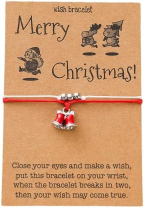צמיד חג המולד של Pingyongchang עם כרטיסי משאלה קסמי חג מולד תליונים צמיד מיתרים חג המולד צמיד משאלת לחג המולד