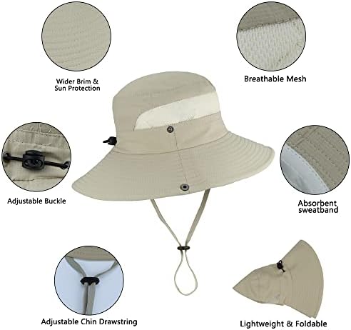 כובע שמש קיץ של נשים - שוליים רחבים חיצוניים הגנה על UV רשת כובע דלי מתקפל כובע דלי בוני לטיולים חוף