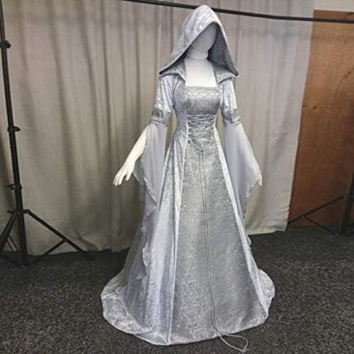 צפותים מימי הביניים שמלה, נשים בציר סלעית מכשפה גלימת שמלת חצוצרת שרוול מימי הביניים חתונה שמלת ליל כל הקדושים