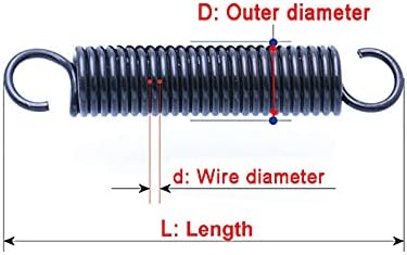 מתח מתכת של אמבייז מתכת ספריקט 5 יחידות קפיץ קוטר חוט 1 ממ קפיץ, עם קפיץ התרחבות בצורת וו, משוך לקוטר ספואטר אחורי 6-12