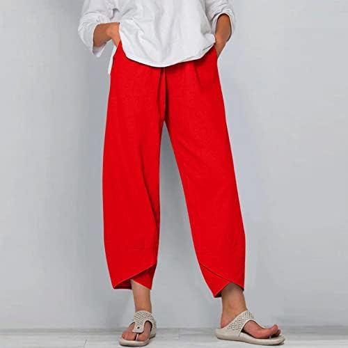 מכנסי קפרי AAYOMET לנשים, מכנסי טרקלין מותניים גבוהים של נשים אופנה אופנה מנוחה מכנסי רגל רחבים