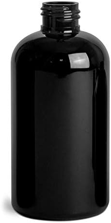 8 אונקיה של בוסטון בקבוקים עגולים, פלסטיק לחיות מחמד ריק ללא מילוי BPA ללא BPA, עם כובעי טוויסט שחורים