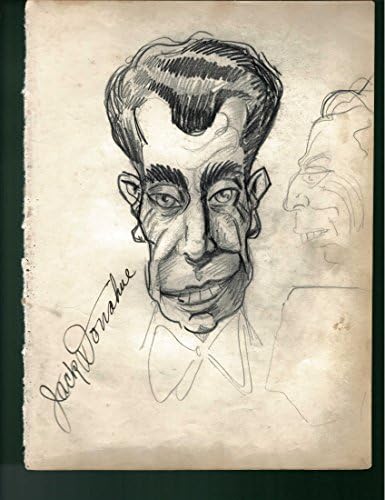 1930-40 וינסנט זיטו קריקטורה של ג'ק דונו חתום על ידי דונו