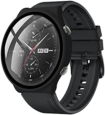 מקרה V-שמונה תואם ל- Huawei Watch GT 2 Pro PC כיסוי עם הגנה מזכוכית מחוסמת, הגנה מלאה במיוחד המתאימה לשעון Huawei GT 2 Pro Cover-Black-Black