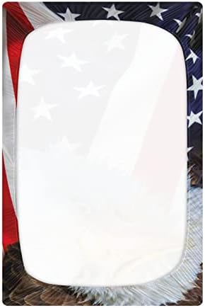 Alaza American Bald Eagle על ארהב דגל ארהב גיליונות עריסה בעלי חיים מצוידים לבנים לבנים פעוטות תינוקות, גודל סטנדרטי