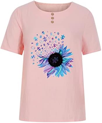 ליידי גרפי חולצת טי קיץ סתיו קצר שרוול 2023 בגדי טרנדי צוות צוואר פשתן כותנה למעלה חולצה עבור בנות ו0 ו0