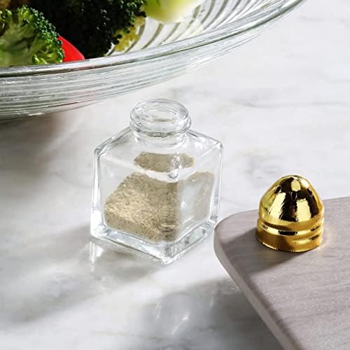 Star Foodservice 22223 קוביית זכוכית מיני מלח ופלפל פלפל עם עליון מצופה זהב, 0.5 גרם, סט של 48