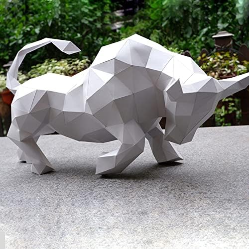 צורת שור דגם נייר יצירתי 3D אוריגמי פאזל גביע נייר בעבודת יד פסל נייר גיאומטרי