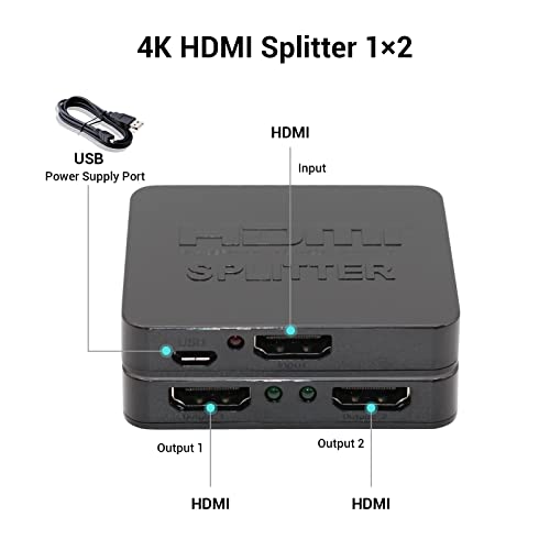 AUSSEN 4K HDMI Splitter 1 ב 2 מפצל HDMI OUT למסכים כפולים תמיכה במראה כפולה HDMI2.0B 60Hz מלא HD 1080P 3D 18.5G BlackBps