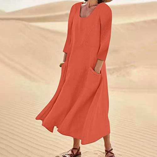 קיץ נשים 2022 כותנה מוצקה של אופנה מזדמנת ושמלה ארוכה בינונית עם שרוול קצר