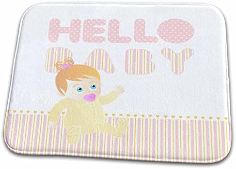 3DROSE תינוקת מנופפת ביד ושלום הודעה לתינוק על ורוד ... - מחצלות שטיח אמבטיה