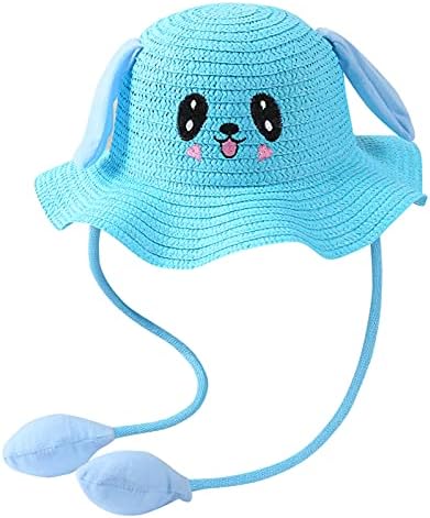 כובעי קש לילדים ארנב אוזניים כובעי קש קיץ עם התאמת אוזניים נעים ומשיכת התלקחות על כובעי חוף לילדים