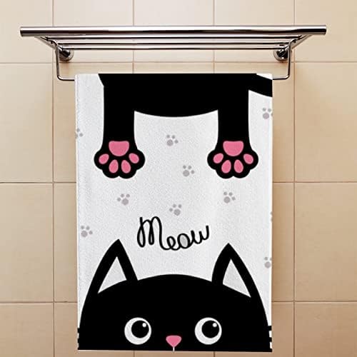 Bvogos Bath מגבות מטבח מגבות חתול שחור פנים מצחיק פנים פנים מגבות מגבת כביסה