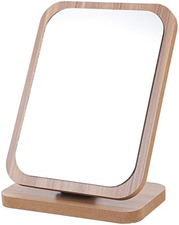 שולחן יהירות עץ שולחן יהירות איפור מראה עומד קוסמטי מראה נייד יופי מראה לבית שינה משרד מתקפל מראה