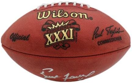ברט פברה החתום על גרין ביי פקרס ווילסון סופרבול אותנטי 31 כדורגל NFL עם דיו כסף - כדורגל חתימה