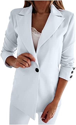 נשים מקרית ארוך שרוול טרייל מוצק צבע רזה בכושר עבודה משרד פתוח מול בלייזר מעיל הלבשה עליונה חולצות