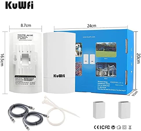 חבילת Kuwfi של סחורות 2.4 גרם גשר WiFi אלחוטי ו -10 יציאות מתג רשת Gigabit Ethernet