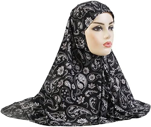 Jdyaoying מיידי מוסלמי חיג'אב אסלאמי ארוך טורבן כובע ראש עיטוף צעיף צעיף לנשים חיג'אב צבע מודפס