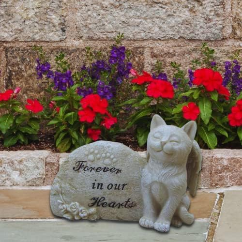 קומפי שעה 4 פוליריסין חתול מלאך עם טביעת רגל זיכרון לחיות מחמד פסל צלמית עבור הבית שלך או גן, אפור, לחיות מחמד ב לאהוב זיכרון