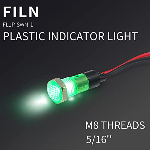 FILN 10 PCS 8 ממ מחוון אור 110V מחוון LED תאורת אור מתכת אורות טייס 110V 220V מנורת אות ירוק אדום עם אור אות