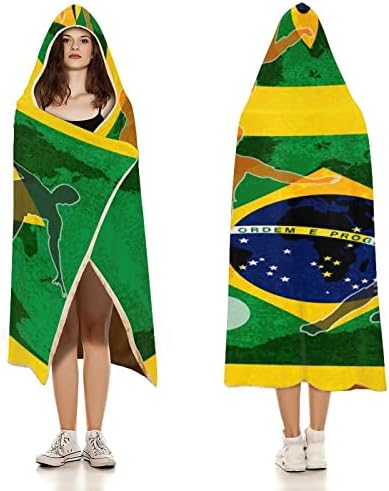 ברזיל כדורגל לביש הסווטשרט שמיכת חם לזרוק סלעית גלימת קייפ גלישת גלימה לגברים נשים