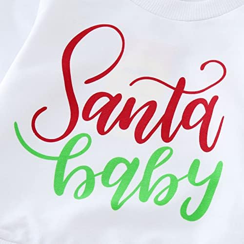 מתנה לתינוקות לבנות תאומות בנות פעוטות בנות חג המולד שרוול ארוך מכתב קריקטורה סנטה הדפסים חולצה חולצה