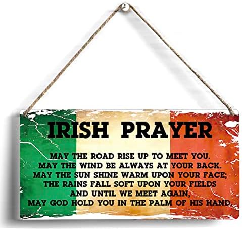 הצעת מחיר לתפילה אירית שהדרך תעלה לפגוש אתכם שלט עץ 6 x 12 דגל אירלנד דגל עץ תלייה לקישוט אמנות קיר ביתי מתווה