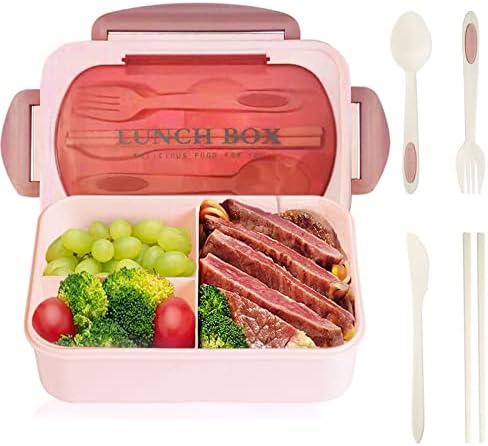 קופסת ארוחת צהריים של RRZ Bento למבוגרים ילדים 1200 מל צהריים קופסאות בנטו קופסאות עם כלים מובנים 4 סט, מכולות