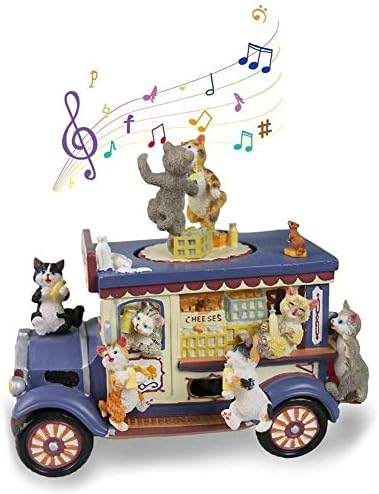 XJJZS תיבת מוסיקה מצוירת קופסת מוסיקה קופסה שרף חתול רוקד סיבוב קופסת מוזיקה שנה חדשה יום הולדת חג המולד קופסת מוסיקה קופסת
